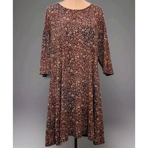 Peruvian Connection Womens Floral Flared Dress Lightweight Pima Cotton Modal XXL